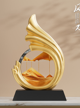 风生水起流沙画酒柜装饰摆件高级感客厅办公室工艺品乔迁新居礼物