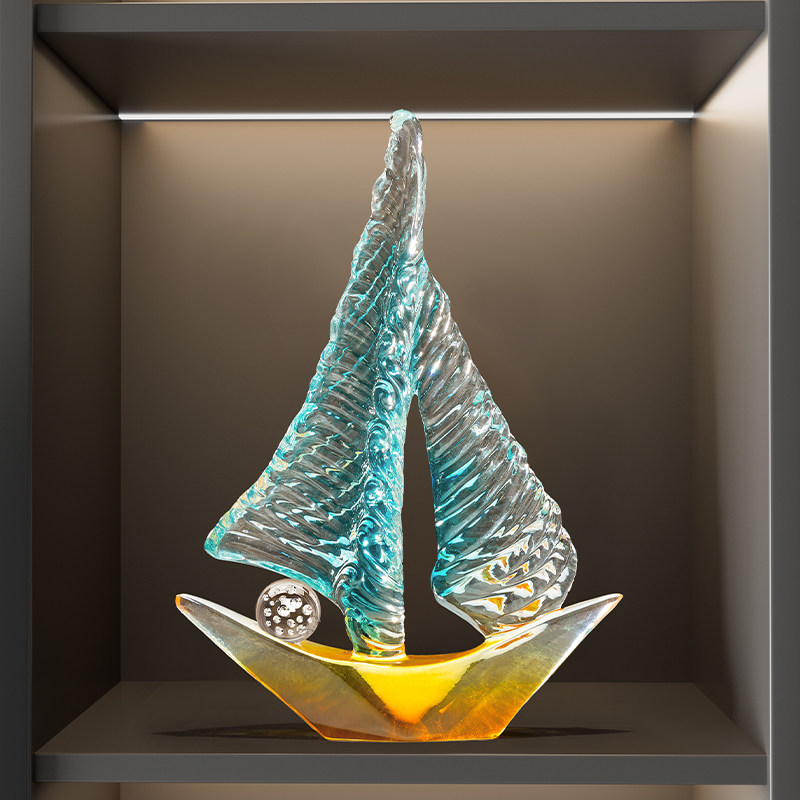 一帆风顺帆船摆件轻奢高档客厅玄关电视柜酒柜装饰品办公室工艺品