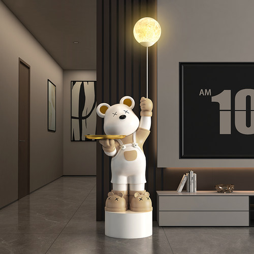 网红暴力熊摆件客厅大型落地月球灯电视柜旁装饰品新房子乔迁礼物