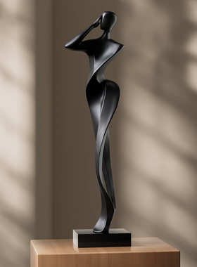 轻奢玄关柜摆件竖高客厅电视柜装饰品意式极简人物雕塑高级艺术感