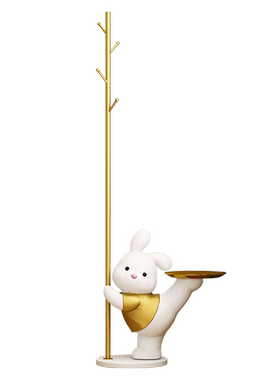 翘腿兔衣帽架落地摆件卧室装饰品