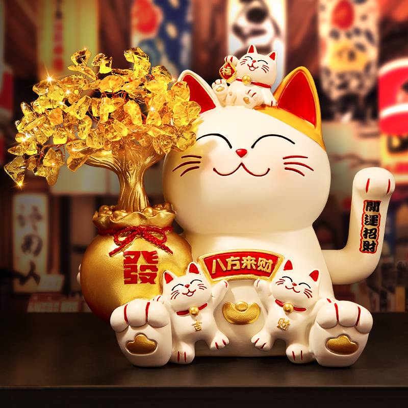 八方来财前台招财猫摆件开业礼物