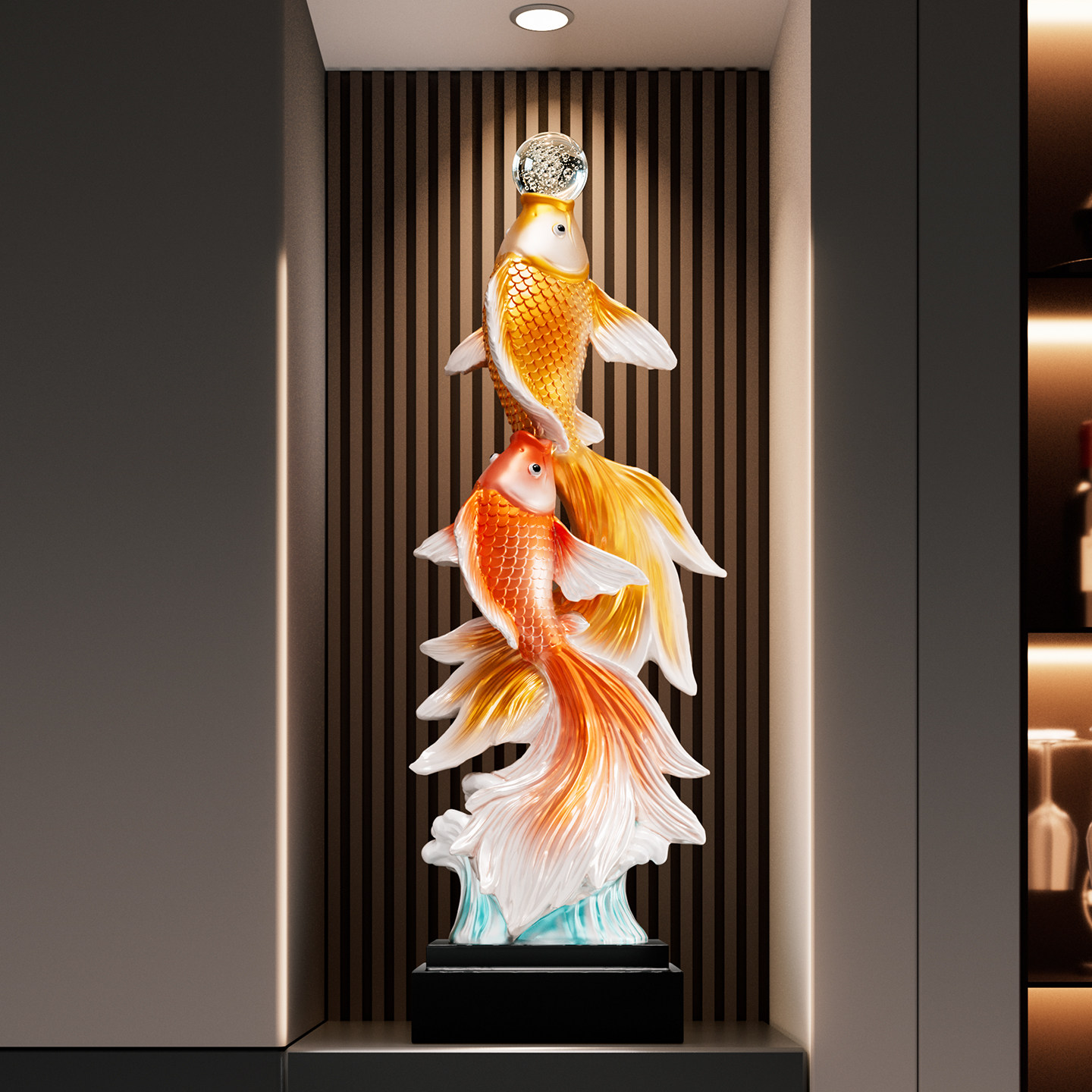 年年有余入户玄关装饰摆件高级感2025新款电视柜壁龛乔迁新居礼物,家居饰品,装饰摆件,淘宝优惠券,粉丝福利购,淘宝优惠卷