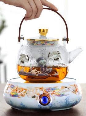 玻璃煮茶壶网红电陶炉煮茶器烧水壶茶具套装家用养生壶蒸汽煮茶炉