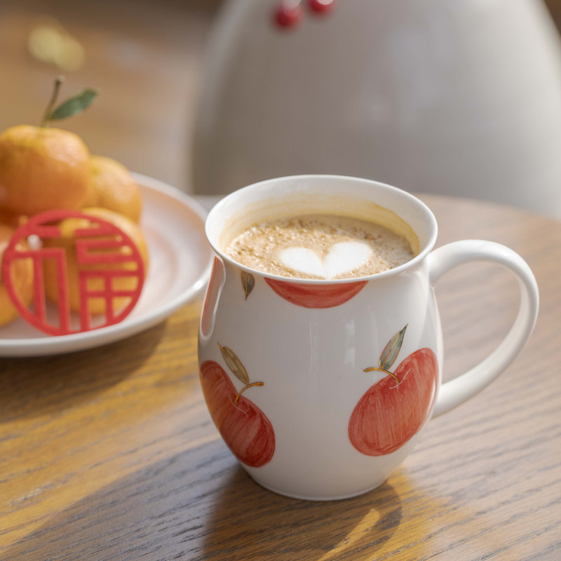 曼叙陶瓷苹果杯子金边手绘釉下彩情侣对杯景德镇大容量马克咖啡杯,餐饮具,马克杯,淘宝优惠券,粉丝福利购,淘宝优惠卷