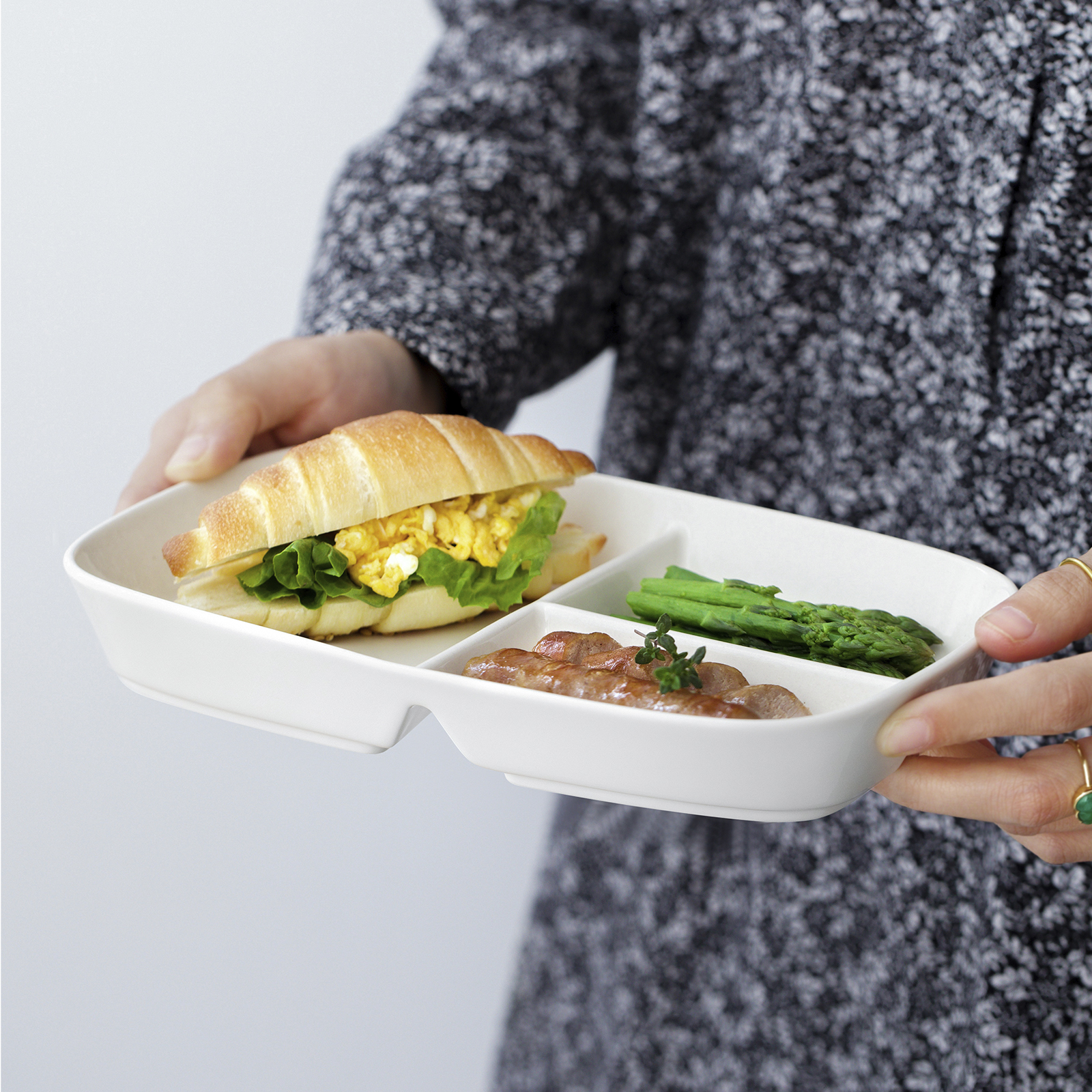 曼叙长方形陶瓷大众分格盘中古