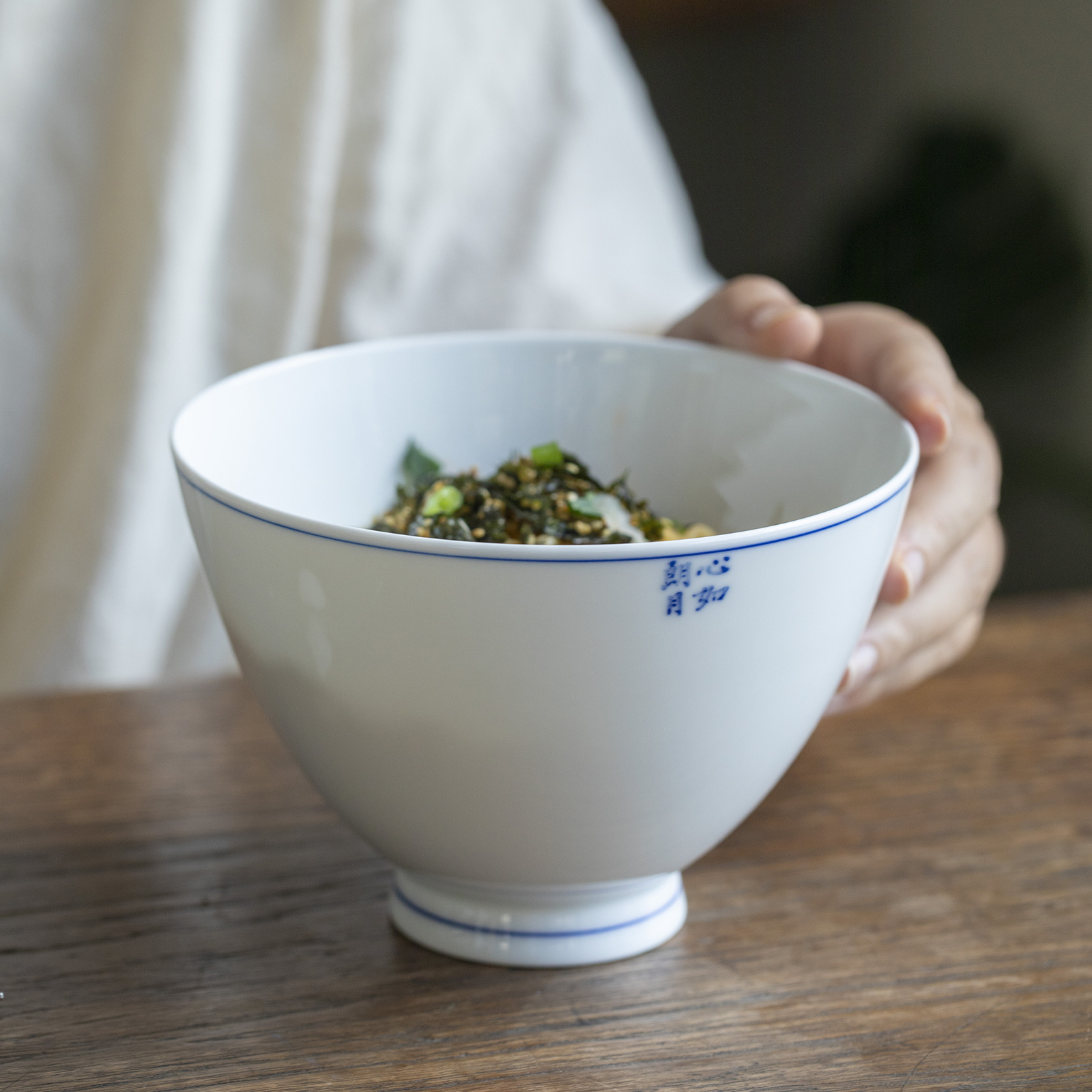 曼叙斗笠汤面碗青花如诗行斗笠碗