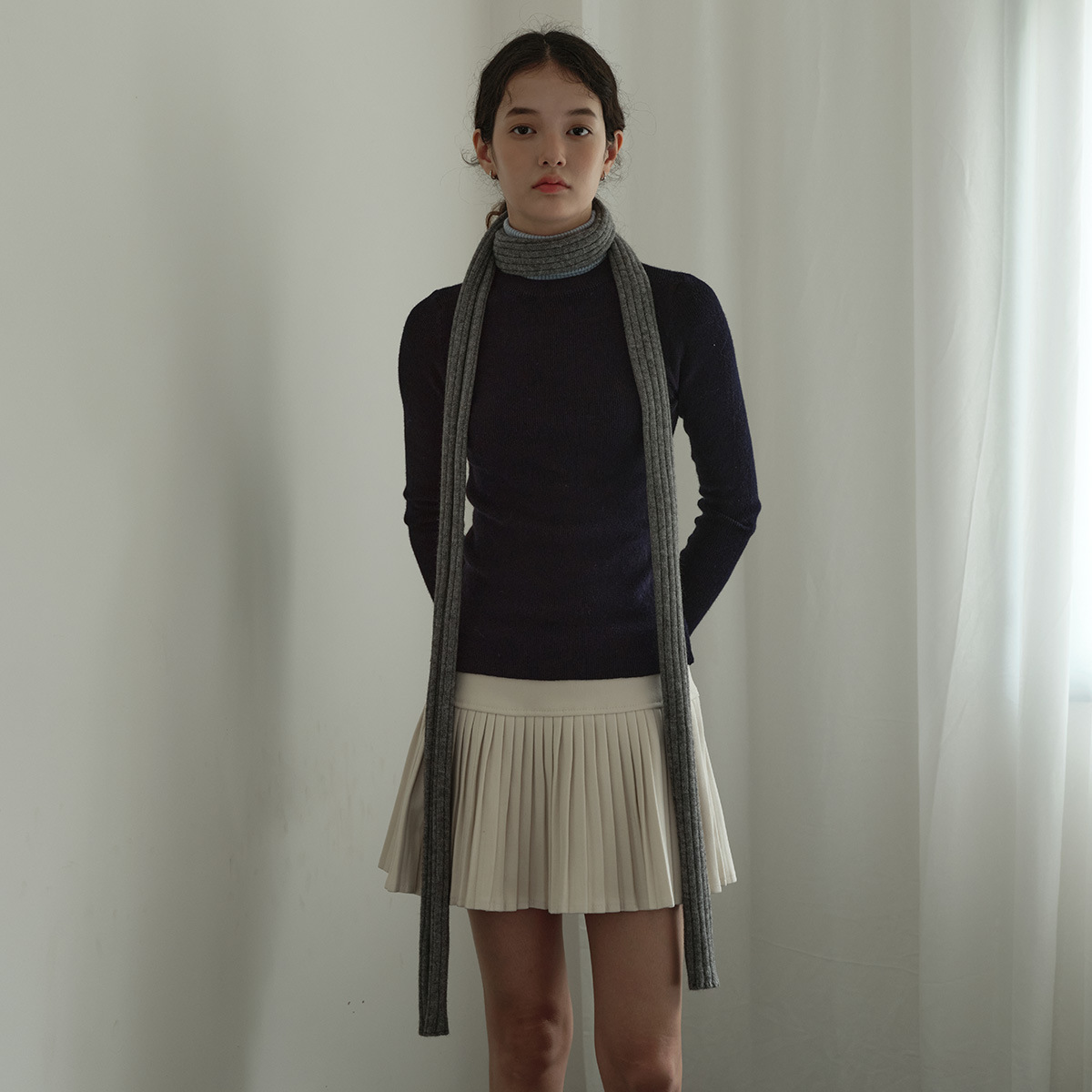 细围巾春山竖长款纯色氛围感男女