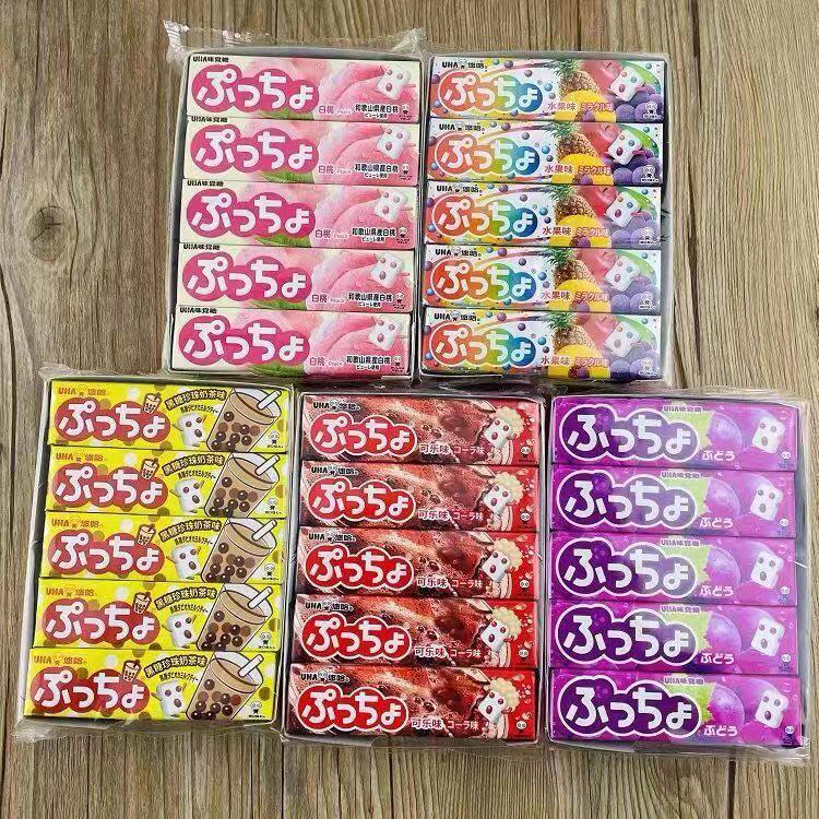 悠哈味觉糖日本进口普超水果汁软糖50g夹心条糖整盒网红糖果