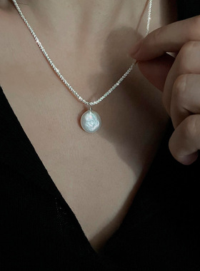 s925纯银巴洛克珍珠项链女潮ins老友记莫妮卡同款波光粼粼锁骨链