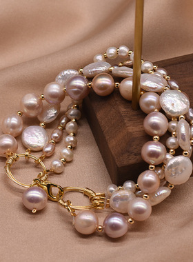 天然巴洛克淡水珍珠手链夏季高级感轻奢手饰不掉色手串小众饰品女