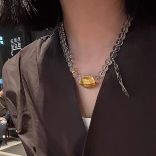 白水晶富甲一方项链新款吊坠设计感情人节送女友高级感小众来米