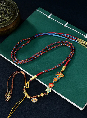 新款原创中式藏式民族风吊坠绳扎基拉姆唐卡女脖挂黄金黄财神挂绳