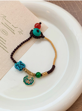 新中式彩色民族风编绳手链女高级感小众复古轻奢时尚百搭手绳手饰