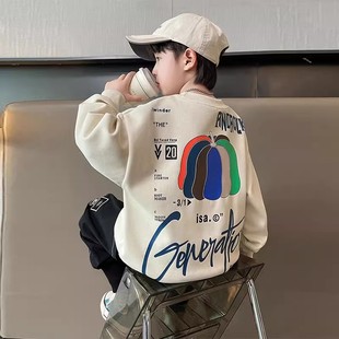 韩版 童装 新款 t恤2024春装 洋气 男童套头卫衣宝宝上衣儿童春秋长袖