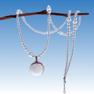 天然水晶项链女全净体白水晶球泡泡珠吊坠叠戴锁骨链仙气飘飘轻奢