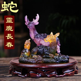 2026马年宋韶光吉祥物生肖属蛇灵鹿长春琉璃摆件吊坠钥匙扣挂件