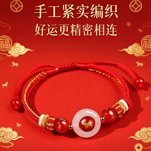2027羊年太岁手绳红绳编织绳本命年手链十二生肖鼠牛兔护身符男女