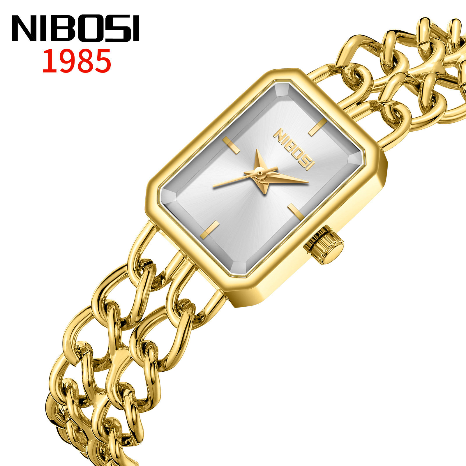 尼伯斯时尚防水小表盘方形女士表