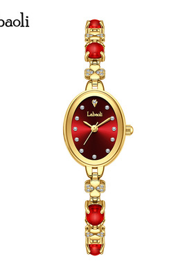 瑞士正品新款labaoli小表盘明星款手链绿色女表时尚防水女士手表