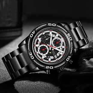 瑞士正品新款奥古斯登男士商务手表多功能休闲钢带全自动日历男表