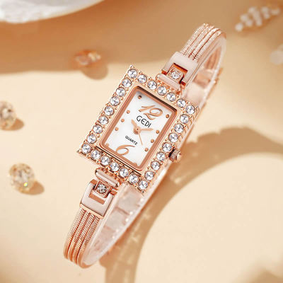 时尚潮流方形满天星女生全自动表
