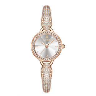 正品新款MKGO时尚潮流女士小表盘气质女表满钻绿色面满天星手链表