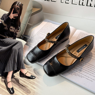 039-12时尚搭扣内增高复古一字带小单鞋女鞋加肥加宽大码女鞋