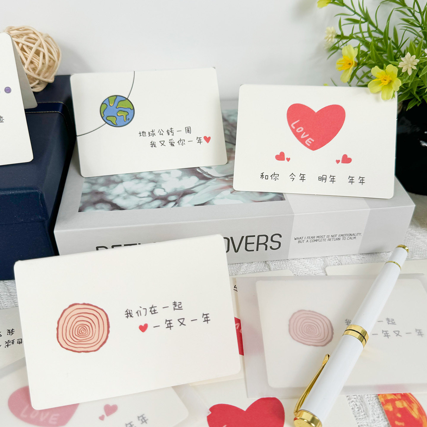 浪漫情侣情话表白对折贺卡情人节七夕花店鲜花卡花束卡片礼物纸质