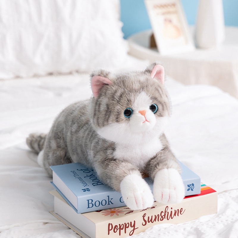 可爱趴姿呆呆猫公仔毛绒玩具仿真猫咪玩偶睡觉抱枕安抚布娃娃礼物