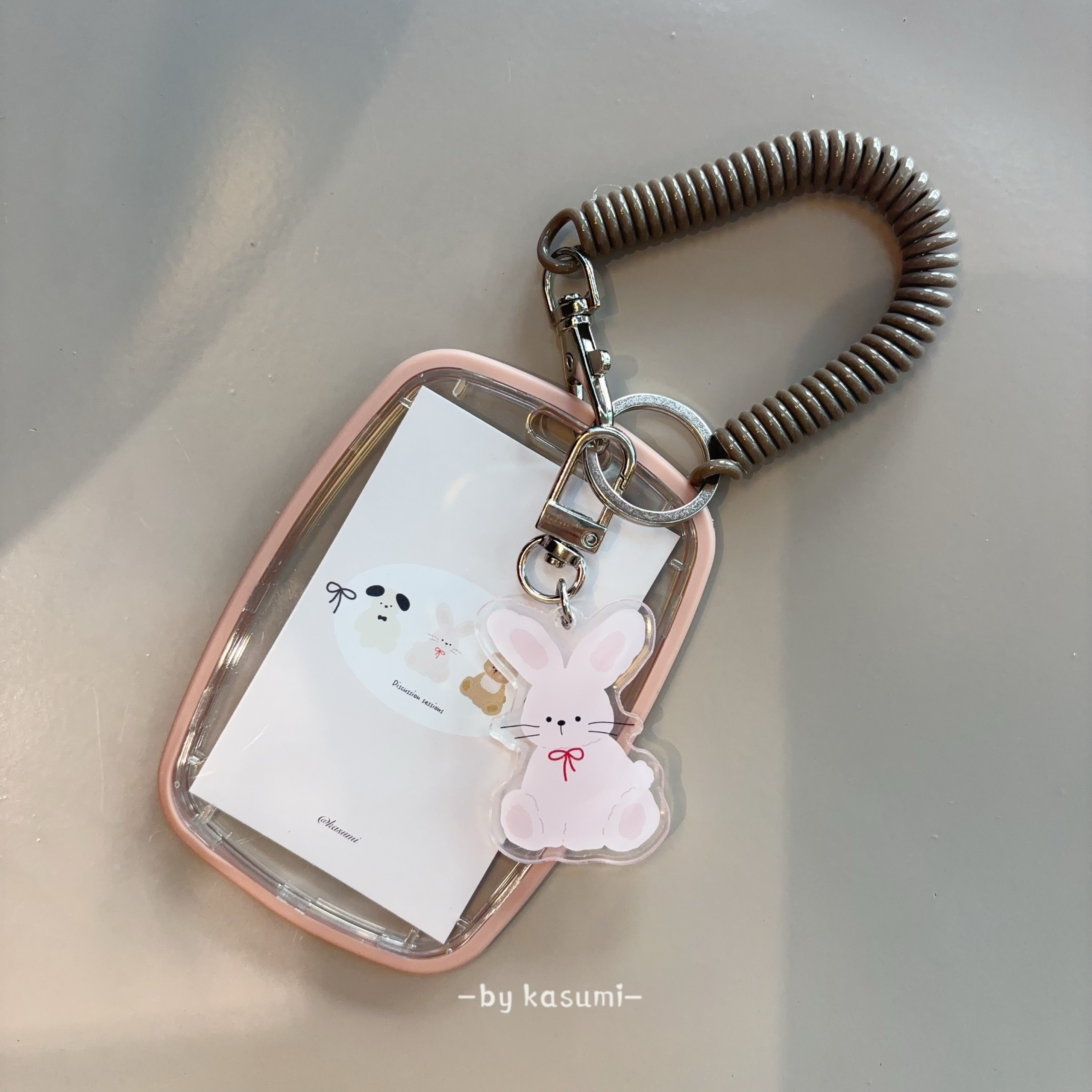 原创版权小兔小熊小狗钥匙扣一体公交车饭卡证件工牌追星透明卡套