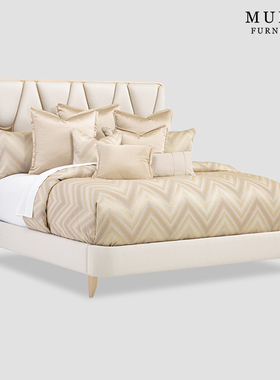 慕妃高端定制家具简约美式轻奢LA RACHELLE实木布艺床1.8/1.5MN01