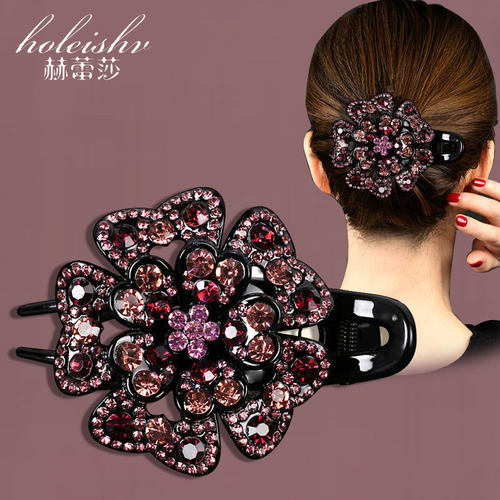 赫蕾莎大号抓夹高档水钻气质盘发