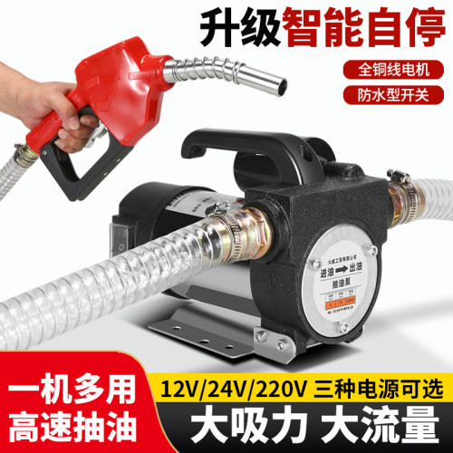 电动抽油泵12v24v通用220v柴油泵自停抽油机正反转自吸泵加油神器