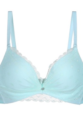 2025新款内衣无钢圈小胸聚拢显大蕾丝纯色3/4蓝色加厚文胸IM17ARM