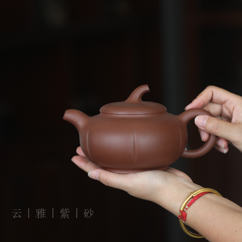 云雅 茶壶中式复古风原矿底槽青周健南瓜壶550cc宜兴紫砂壶纯手工 餐饮具 茶壶 原图主图