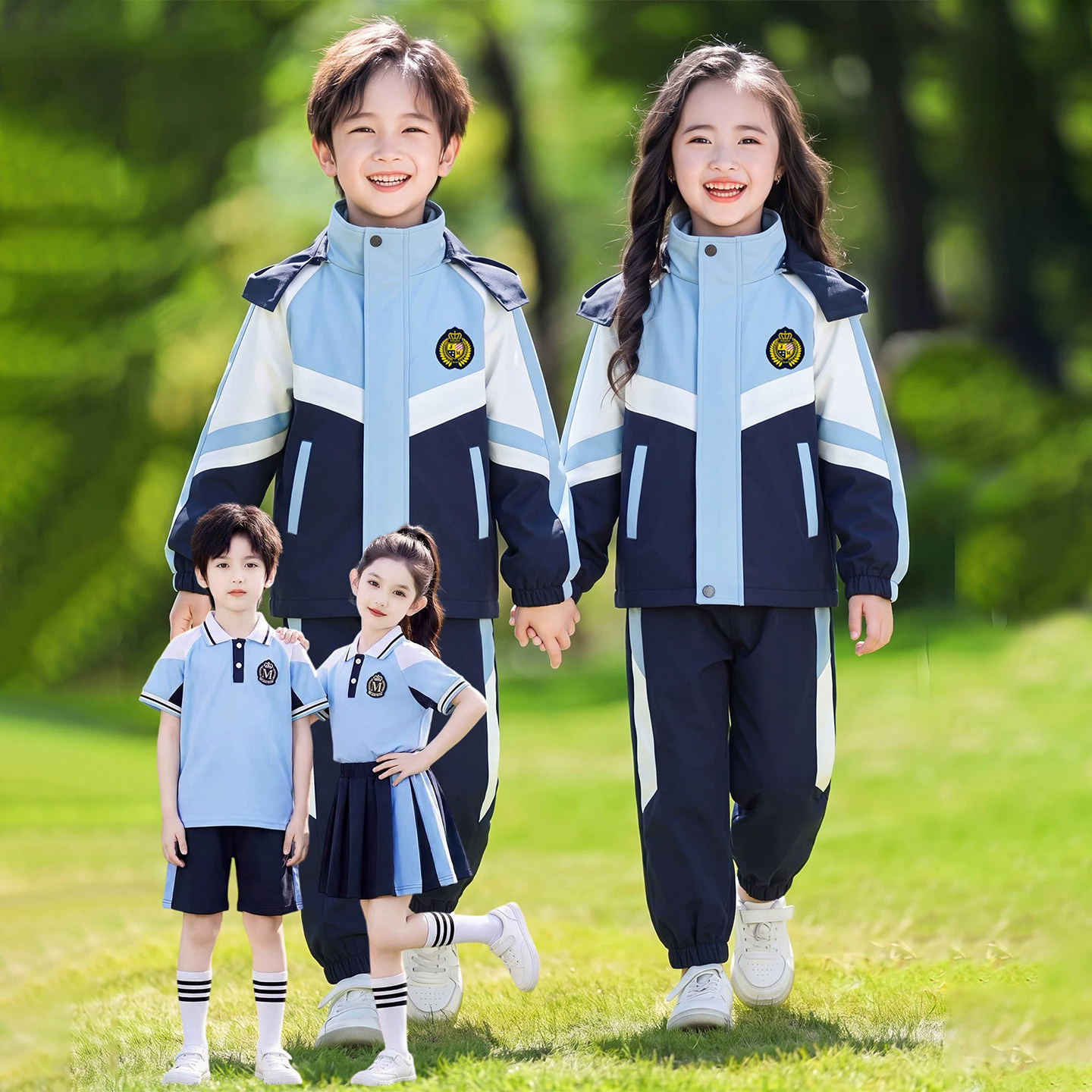 小学生校服冲锋衣三件套儿童班服运动套装幼儿园园服秋冬毕业班服
