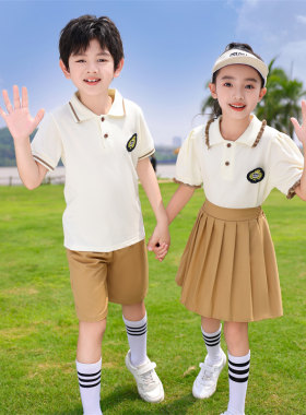 夏季棉质小学生校服幼儿园园服班服定制短袖衬衫儿童演出服表演服