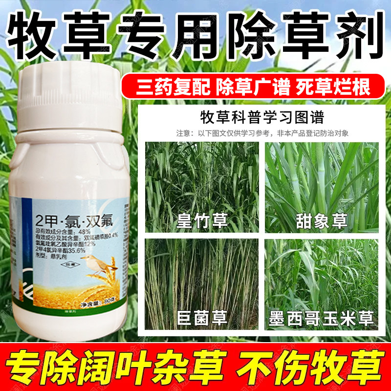 牧草除草剂专除阔叶杂草皇竹草甜象草黑麦草高丹草巨菌草牧草农药