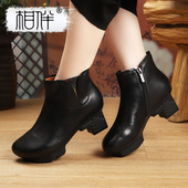 相伴真皮短靴女2025新款 秋冬新款 宫廷风妈妈切尔西女皮靴百搭女靴