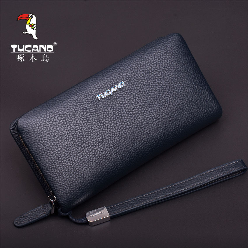 啄木鸟男士手包男真皮钱包男长款拉链头层牛皮韩版软休闲潮手抓包