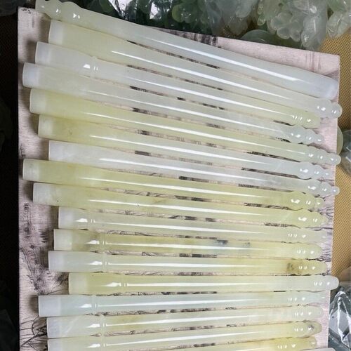 岫玉毛笔杆 天然玉石毛笔文房玉石笔杆