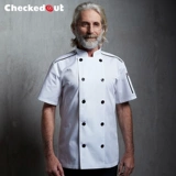 Шеф -повар костюмы с коротким рукавом осенью дышащий тонкий стиль ресторан ресторан на заказ логотип кухонная одежда по шеф -повару мужской белый топ