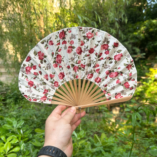 梦忆莲夏季丝绸可折叠手持旗袍汉服拍摄道具折扇中国风古风团扇子