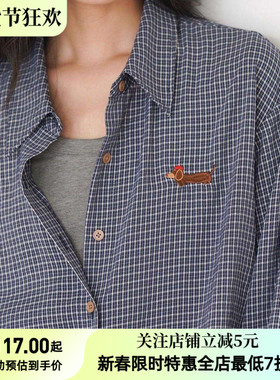 EIGHTMONTH 宽松格子衬衫外套女2025早春新款百搭休闲气质衬衣