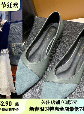 平底黑色工作鞋女皮鞋秋百搭小香风尖头舒适职业浅口低跟上班单鞋