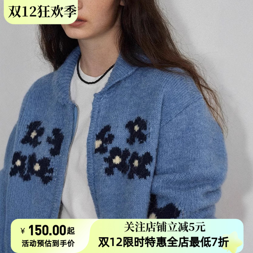 Lofi chose「浪漫延续」设计感拉链针织开衫女秋季复古百搭毛衣