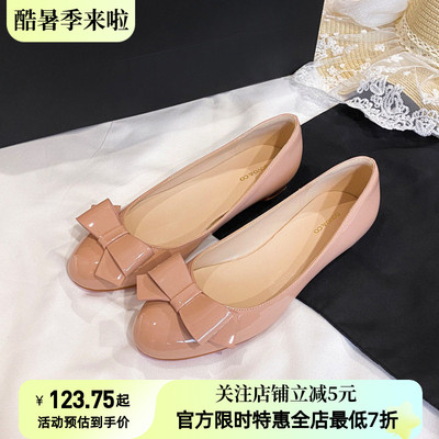 D-27现货法式内增高蝴蝶结浅口单鞋女2026新款圆头温柔舒适平底鞋
