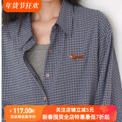 EIGHTMONTH 宽松格子衬衫外套女2025早春新款百搭休闲气质衬衣