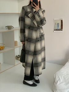 反季双面呢羊毛呢外套格子双面羊绒大衣高级感韩系2023新款秋冬季